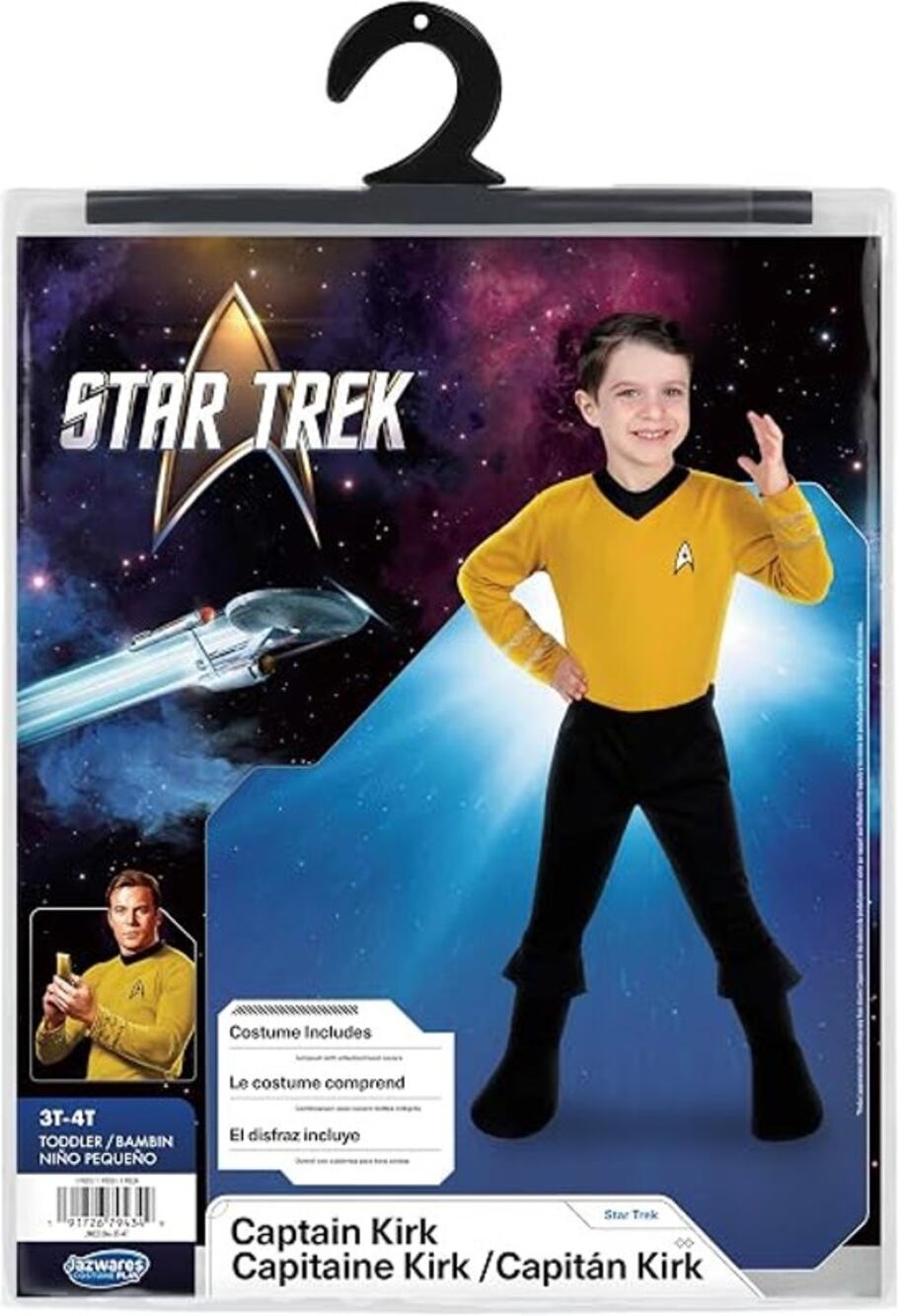 Star Trek Official Deluxe Toddler Halloween Costume - CAPTAIN KIRK Size 3T-4T